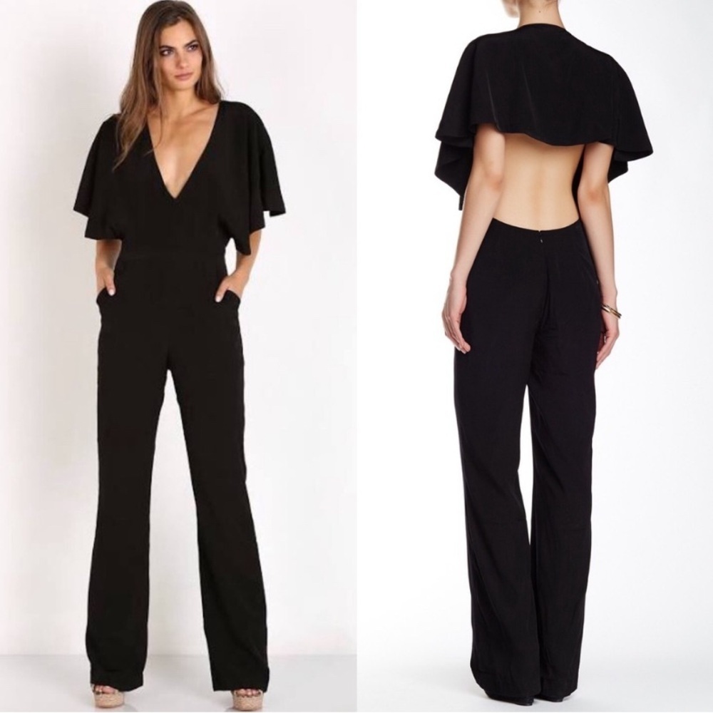 The Jetset Diaries Sahara Open Back Wide Leg Jumpsuit Black Size Medium